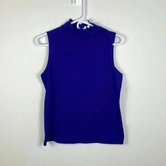 Athleta Tops - Athleta Blue Mockneck Soft Tank Top Women's XS Summer Blouse Business Casual
